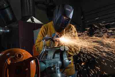 Student welder at the Kodiak campus
