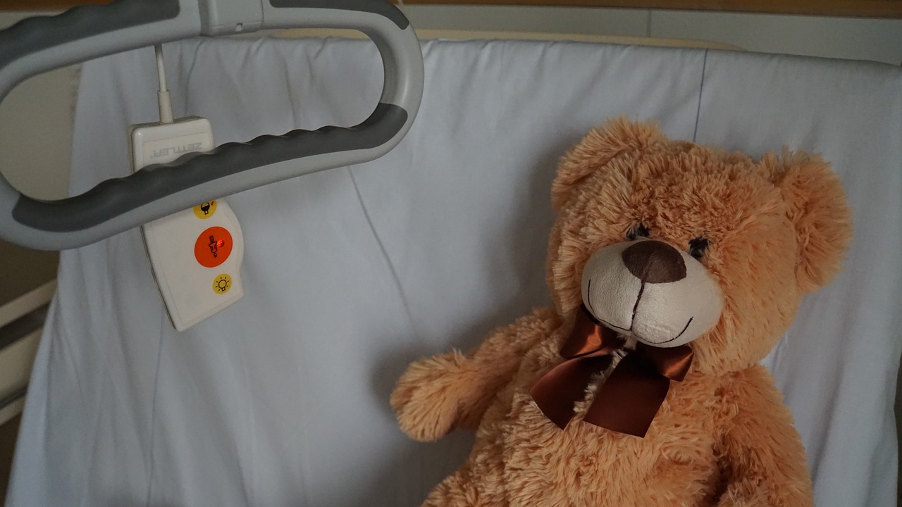 Hospital bed with Teddy Bear