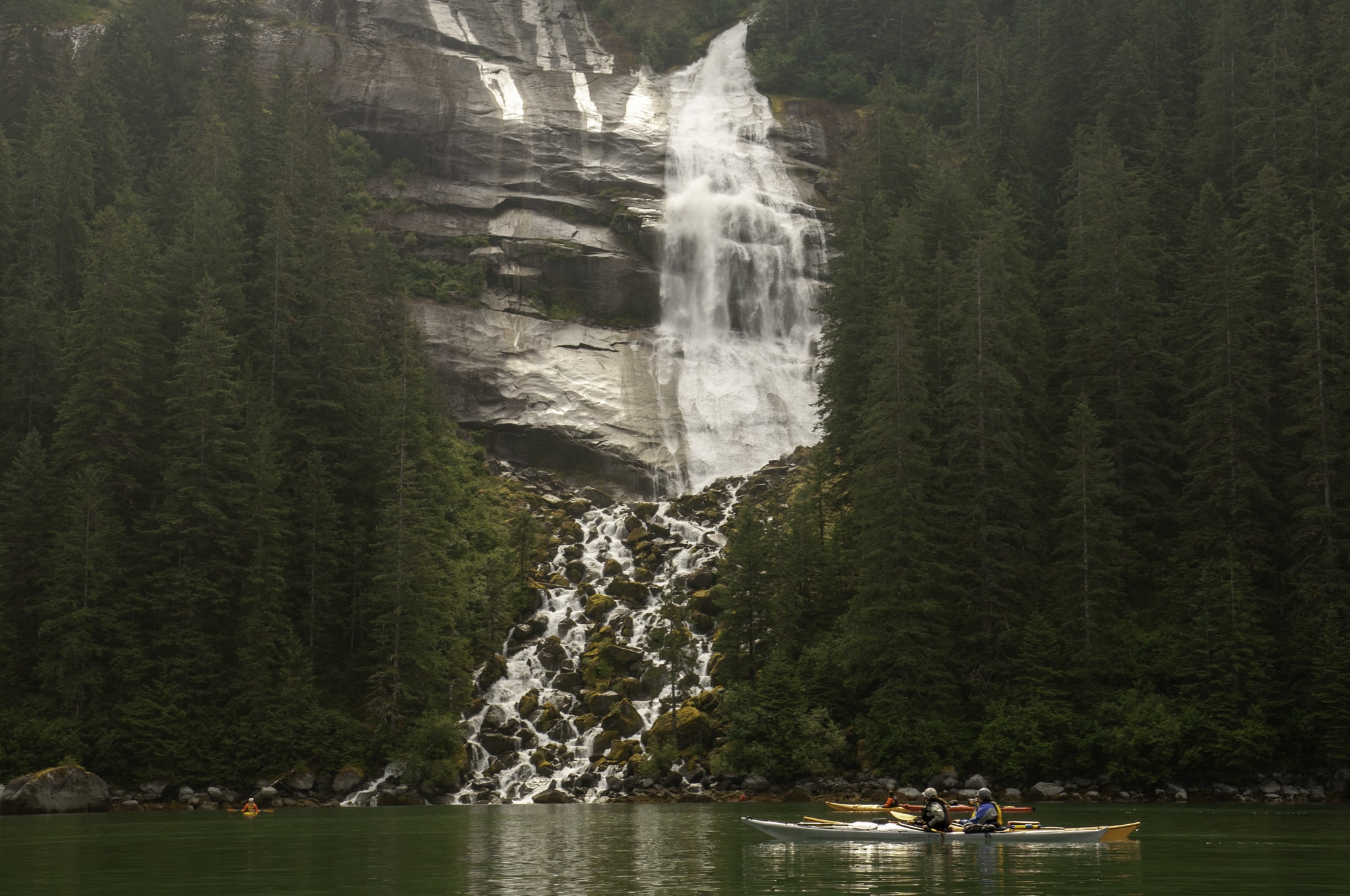 kayak at waterfall